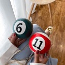 Sac à main pour femmes en forme de boule de billard avec numéro Petit sac rond à porter en bandoulière avec une chaîne dorée 11 x 11 x 11 cm 8