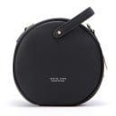 Sac à main rond pour femme avec une courte anse à la main Fermeture éclair tout autour Œillets métalliques sur les côtés Surface lisse 1