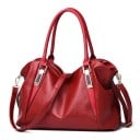 Sac à main spacieux pour femmes à porter à l'épaule 32 x 27 x 10 cm en simili cuir Deux poignées et longue bandoulière Détails en métal 5