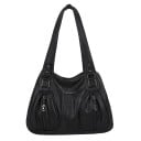 Sac à main spacieux pour femmes avec bandoulière Deux poignées avec rivets en métal Plusieurs compartiments zippés Poches avant zippées 2