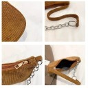 Sac à main vintage pour femmes en velours côtelé avec fermeture éclair Sac pour un usage quotidien Accessoire rétro stylé avec une fermeture 2