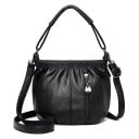 Sac arrondi pour femmes à porter à la main ou à l'épaule Anse courte Bandoulière réglable Bord supérieur froncé Poche avant zippée 20 x 1