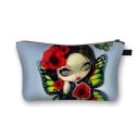 Sac cosmétique pour femmes avec illustration d'une fille de conte de fées avec de grands yeux Fermeture éclair avec anse Polyester 13 x 21,5 cm 14