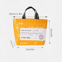 Sac de courses pliable 30 x 23 cm Sac jaune/beige pour fruits et légumes Sac portable étanche avec l’inscription Have a nice day Sac PP 2