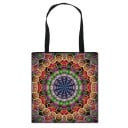 Sac de courses pour femmes avec impression colorée de mandalas et d'ornements Sac en polyester avec deux anses noires Dimensions 34,5 x 33,5 cm 1