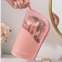 Sac de maquillage pour femmes Support debout avec filet transparent Fermeture éclair Poignée de transport Nylon 24,5 x 13,5 x 13 cm 6