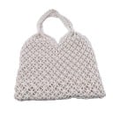 Sac de plage en filet pour femmes en coton Motif noué en cordes de coton Poignées en cordes nouées Sac ouvert à porter à la main 33 x 27 1