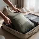 Sac de rangement sous vide avec valve pour vêtements 18 l, nylon imperméable 70D avec TPU, vert olive, sac compressible pour voyager dans une valise et un sac à dos 6