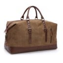 Sac de voyage pour homme avec bandoulière et poche pour ordinateur portable, 54x24x33 cm, toile résistante avec éléments en cuir 2