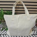 Sac en toile avec imprimé chien noir et blanc et pop-corn Sac shopping élégant Sur l’épaule Fermeture éclair Double poignées 3