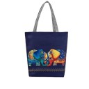 Sac en toile pour femme avec impression colorée d'éléphant Sac en toile et polyester avec poignées grises de 27 cm de long Dimensions 38 x 27 x 11 2
