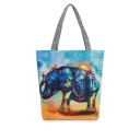 Sac en toile pour femme avec impression colorée d'éléphant Sac en toile et polyester avec poignées grises de 27 cm de long Dimensions 38 x 27 x 11 3