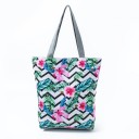 Sac en toile pour femmes avec imprimé floral Sac fourre-tout spacieux avec deux anses grises et fond plat 27 x 38 x 11 cm Toile et polyester 3