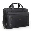Sac noir pour ordinateur portable avec poignées et sangle pour le glisser sur une valise Poche avant zippée Tissu oxford et polyester 2