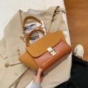 Sac trapèze pour femme à porter à la main ou à l'épaule Cuir synthétique avec motif crocodile et aspect suédé Fermeture dorée 34 x 20 x 2