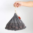 Sacchetto di rete in cotone per frutta e verdura Sacchetto riutilizzabile per la spesa con cordino Sacchetto di rete grigio scuro 7
