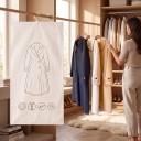 Sacco di stoccaggio sottovuoto appeso con valvola e gancio 135x70 cm, PE+PET, trasparente, per abbigliamento, completi, cappotti e giacche da armadio 2