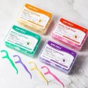 Sachet de fil dentaire avec cure-dent 50 pcs 2 en 1 support avec fil boîte en plastique colorée pour nettoyer les espaces interdentaires 8