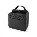 Saco de armazenamento para banco de carro Organizador Universal com bolso frontal 25,5 x 25 cm Couro sintético Almofadado Preto Para encosto e consola 2