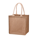 Saco de Compras 24 x 24 x 15 cm Saco de Poliéster com Aspeto de Juta Alças de Algodão Saco Pequeno e Rígido para Miudezas e Presentes 1