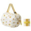 Saco de compras dobrável 40 x 40 cm em nylon Saco resistente com bolinhas amarelas Saco compacto com capacidade de 20 kg Volume 48–64 litros 4