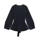 Saco de damă elegant cu curea de legat Saco simplu cu decolteu în V din poliester Sacou stilat în diverse culori pentru orice ocazie 11