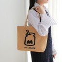 Saco de lona feminino com fecho de zip 42 x 30 cm Saco de compras com alças de tecido Padrão divertido de animais ou padrão riscado com âncora 5