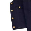 Saco de mujer azul marino con bolsillos y detalle decorativo en las mangas Saco elegante de un solo color con botones Algodón Poliéster Spandex Acrílico 3