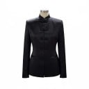Saco de mujer con cuello alto Cierre decorativo con nudos Bolsillos Poliéster Estilo oriental Para la oficina y eventos sociales 4