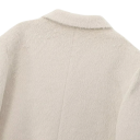 Saco de mujer de felpa beige con cuello y bolsillos Abrigo suave y elegante de poliéster Ropa de otoño e invierno de un solo color 4