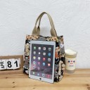 Saco de pano com estampado de gatos 24 x 26 x 14 cm Saco de compras com fecho Saco térmico para o almoço Bolsa prática com motivos desenhados 7
