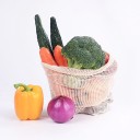 Saco de rede de algodão para frutas e legumes Embalagem reutilizável para compras com cordão de aperto Cor bege natural 4