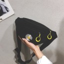 Saco de senhora a tiracolo com margarida bordada Principal e bolsa frontal com fecho Alça ajustável com fivela Poliéster e nylon 24 x 15 cm 1