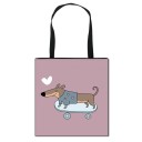 Saco de tela para senhora com padrão de cão salsicha 12