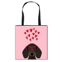 Saco de tela para senhora com padrão de cão salsicha 15