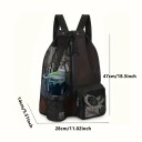 Saco desportivo 47 × 28 × 14 cm Mochila perfurada com cordão de aperto Bolsos em rede com fecho Leve mochila de nylon para desporto e lazer 3