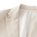 Saco elegante beige para mujer con cuello y bolsillos Saco de poliéster de un solo color Chaqueta estilosa para oficina, eventos sociales y uso diario 4