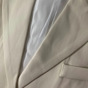 Saco elegante beige para mujer con cuello y bolsillos Saco de poliéster de un solo color Chaqueta estilosa para oficina, eventos sociales y uso diario 9