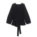 Saco elegante de mujer con cinturón para atar Saco de un solo color con escote en V para cualquier ocasión 2