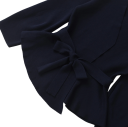 Saco elegante de mujer con cinturón para atar Saco de un solo color con escote en V para cualquier ocasión 10