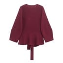Saco elegante de mujer con cinturón para atar Saco de un solo color con escote en V para cualquier ocasión 12
