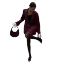 Saco elegante de mujer con rayas, bolsillos y cierre de botones Saco de color sólido de poliéster y algodón para trabajo, reuniones y tiempo 8