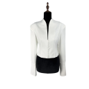 Saco elegante de mujer con volantes y cierre de botones Saco de poliéster de un solo color Chaqueta estilosa en varios colores para oficina y eventos sociales 11