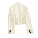 Saco elegante feminino com colarinho e bolsos Saco social de cor sólida com botões em algodão e poliéster Casaco estiloso em várias 5