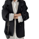 Saco elegante para dama con cuello y bolsillos Saco de un solo color con botones de poliéster Abrigo estiloso en varios colores para trabajo y tiempo libre 8