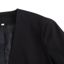 Saco elegante preto para senhora com decote em V e fita para atar Saco de poliéster de cor sólida para escritório e lazer 7