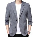 Saco gris para hombre de algodón y lino Saco elegante y transpirable para hombres con bolsillos y botones Saco de un solo color estiloso para uso diario y formal 2 Saco gris para hombre de algodón y lino Saco elegante y transpirable para hombres con bolsillos y botones Saco de un solo color estiloso para uso diario y formal 2