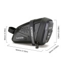 Saco impermeável para bicicleta 18,3 × 12,9 × 9,2 cm Saco de selim reflexivo com textura em carbono Resistente à compressão Correias de fixação 3