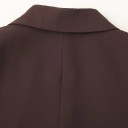 Saco marrón para mujer con cuello y bolsillos Saco elegante de un solo color con botones de poliéster Abrigo estiloso para la temporada de otoño e invierno 6