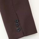 Saco marrón para mujer con cuello y bolsillos Saco elegante de un solo color con botones de poliéster Abrigo estiloso para la temporada de otoño e invierno 12